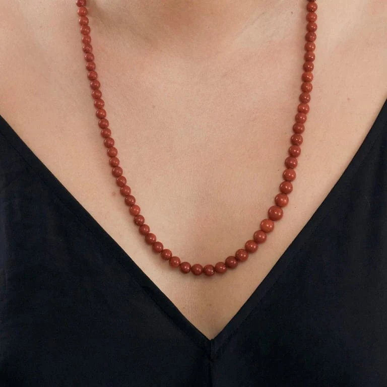 Red coral ball necklace - Image 2