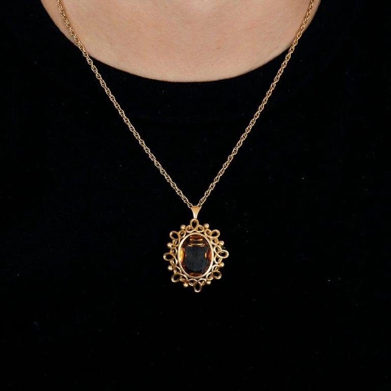 Mandarin citrine pendant brooch - Image 2