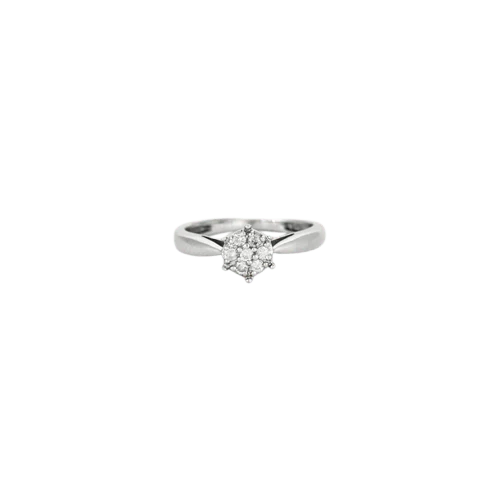Solitaire ring in white gold with diamonds