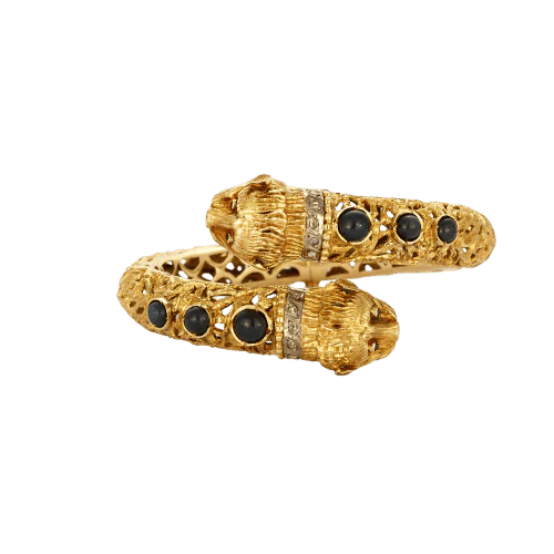 Ciselé yellow gold sapphire bracelet - Image 5