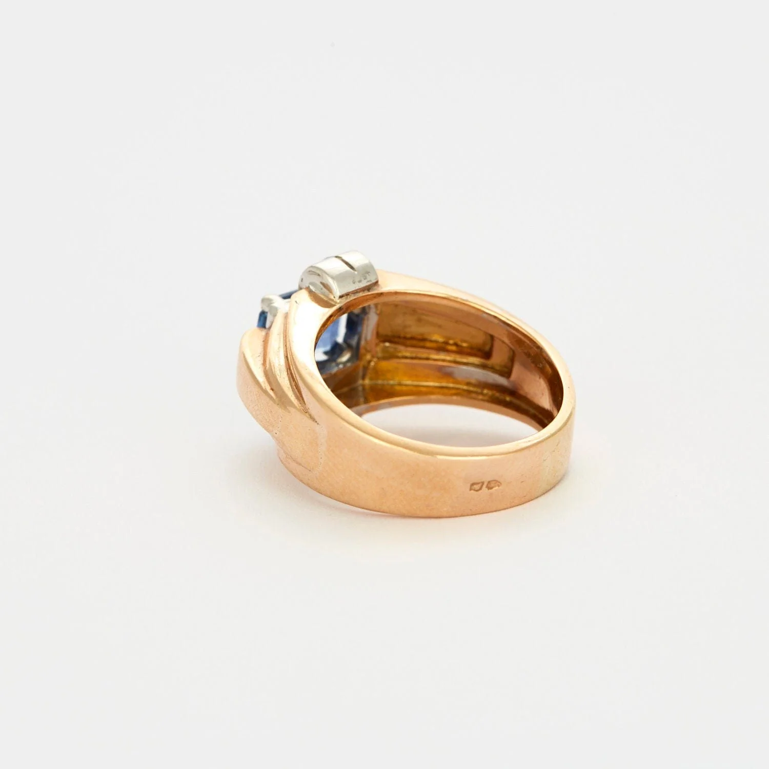 Ring Tank white gold yellow sapphire and diamonds - Image 3