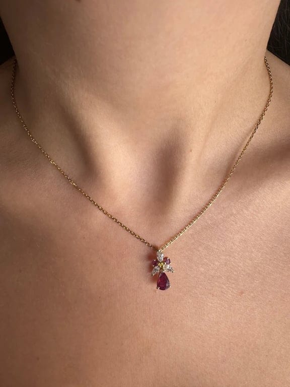 Necklace - Yellow gold, rubies and diamonds - Image 3