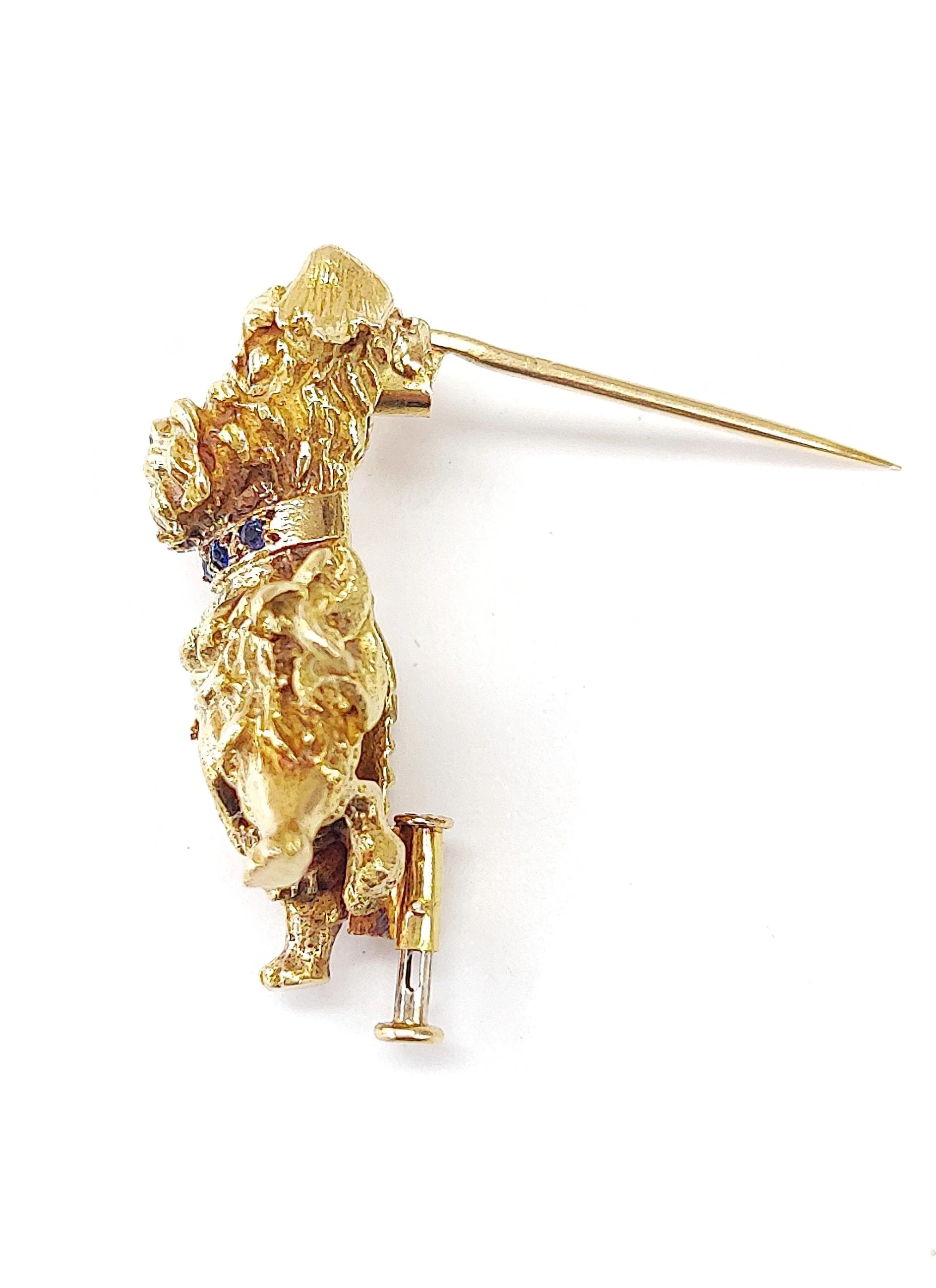 Yellow gold ruffled dog brooch - Image 5