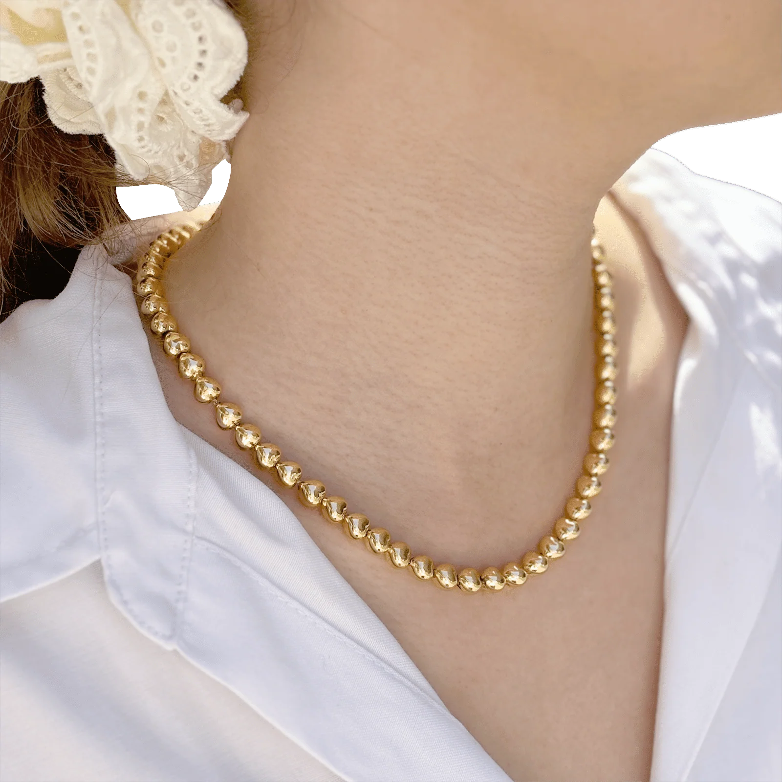 Yellow gold “Hearts” necklace. - Image 6