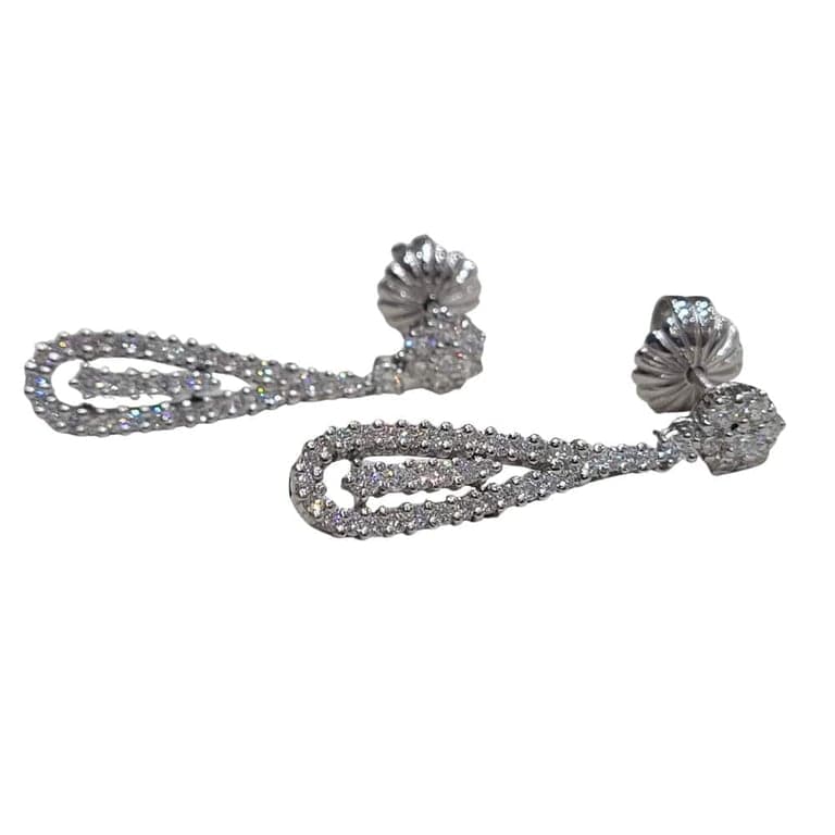 18k white gold earrings with brilliant-cut diamonds  - Image 3