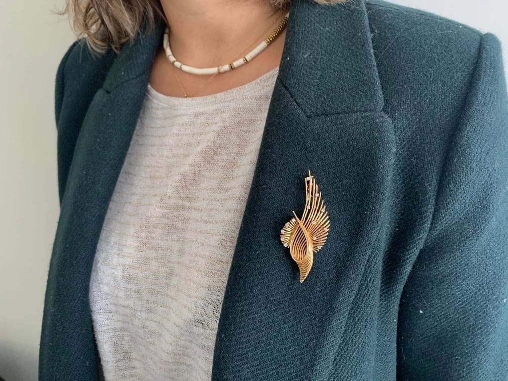 Gold and diamond brooch - Image 2