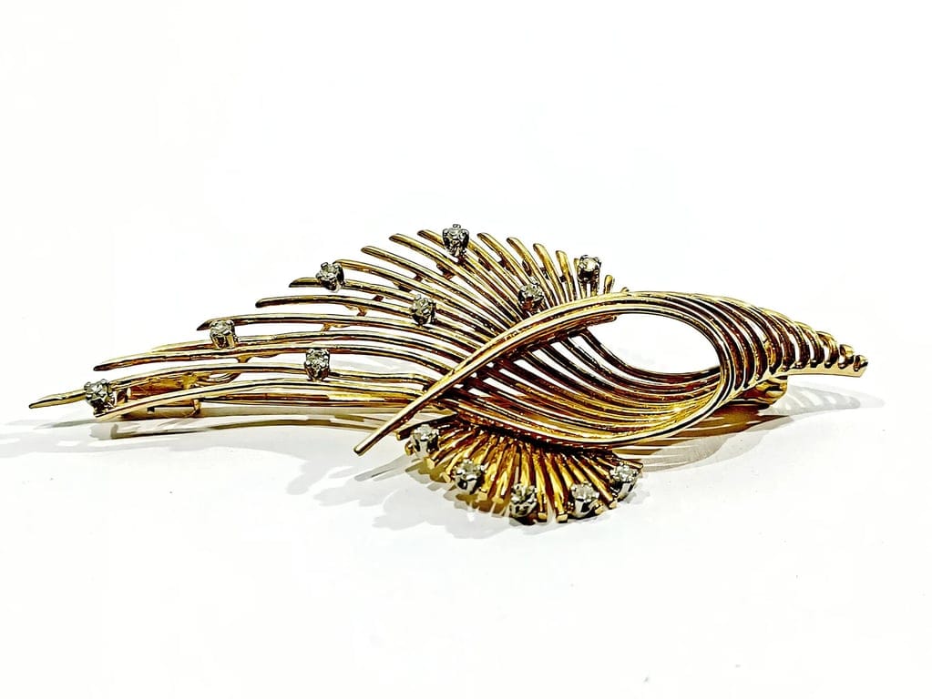 Gold and diamond brooch - Image 6