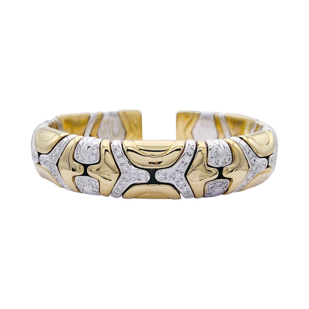 Two gold, diamond bangle bracelet. - Image 3