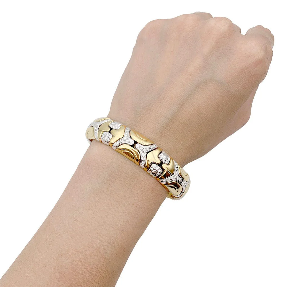 Two gold, diamond bangle bracelet. - Image 6