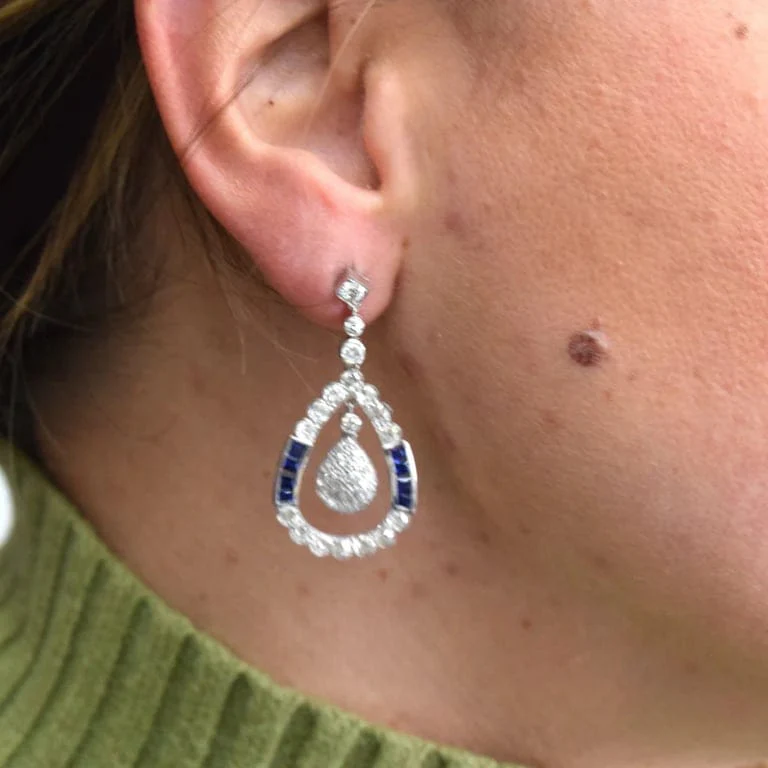 Ears Art Deco diamond zaffiri - Image 2