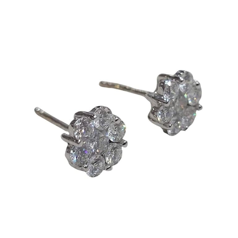 18k white gold diamond earrings  - Image 3