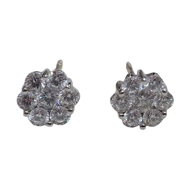 18k white gold diamond earrings  - Image 5