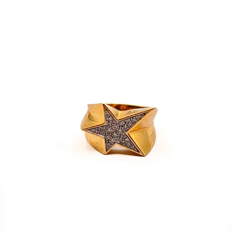 Yellow gold and diamond star ring