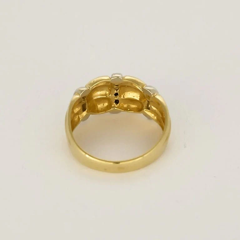 Domed Band Ring in Two Golds and Diamonds - Image 6