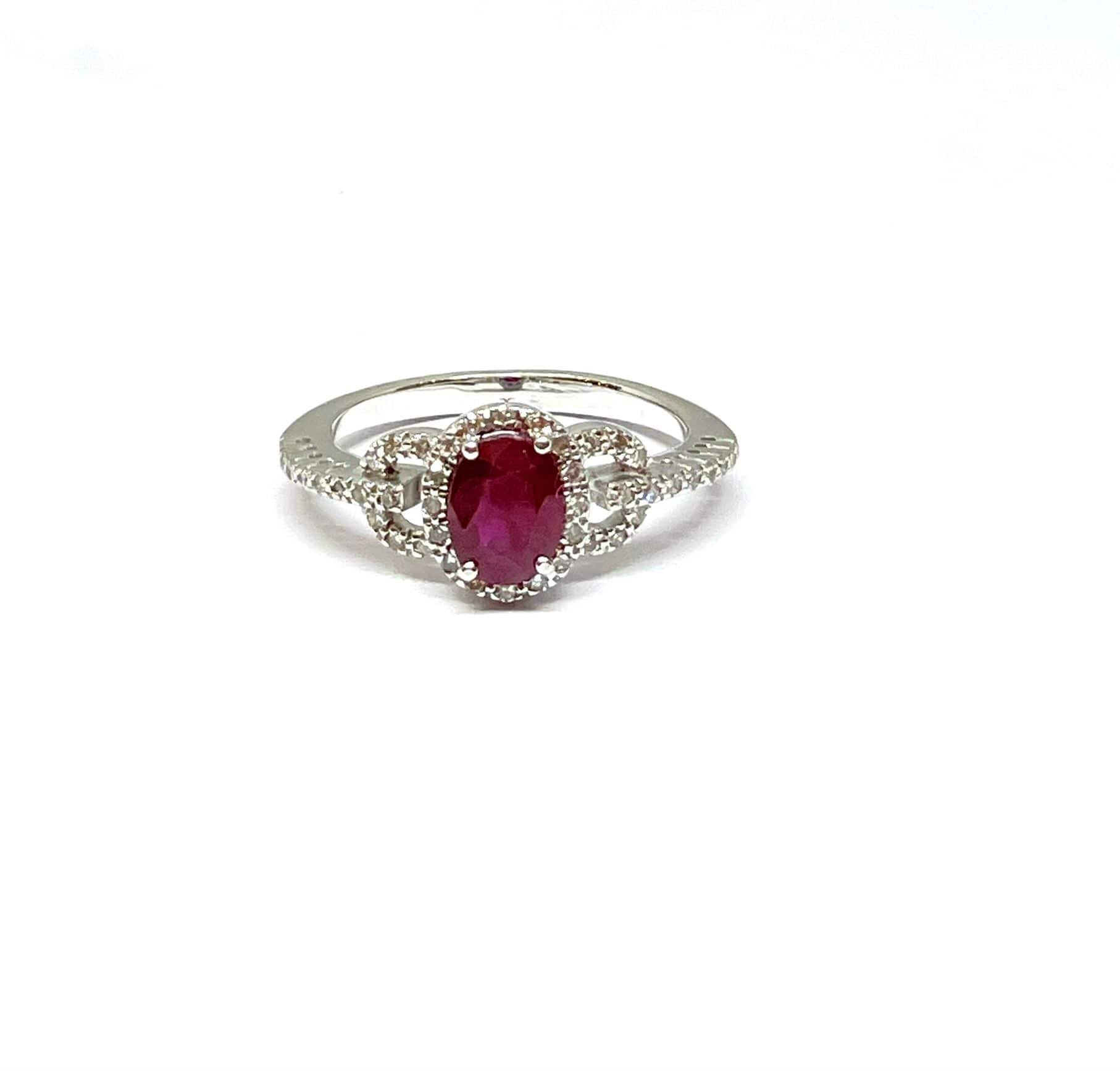 Women's white gold ring with diamonds and rubies - Image 2