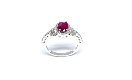 Women's white gold ring with diamonds and rubies - Image 4