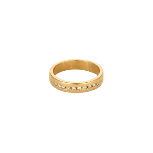 Wedding band yellow gold and diamonds