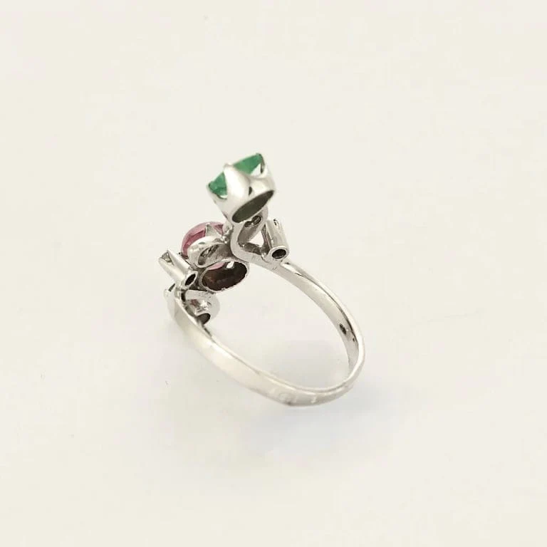 L'Esmeralda Ring - white gold, diamonds, emerald, tourmaline  - Image 5