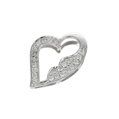 White gold heart diamond pendant 