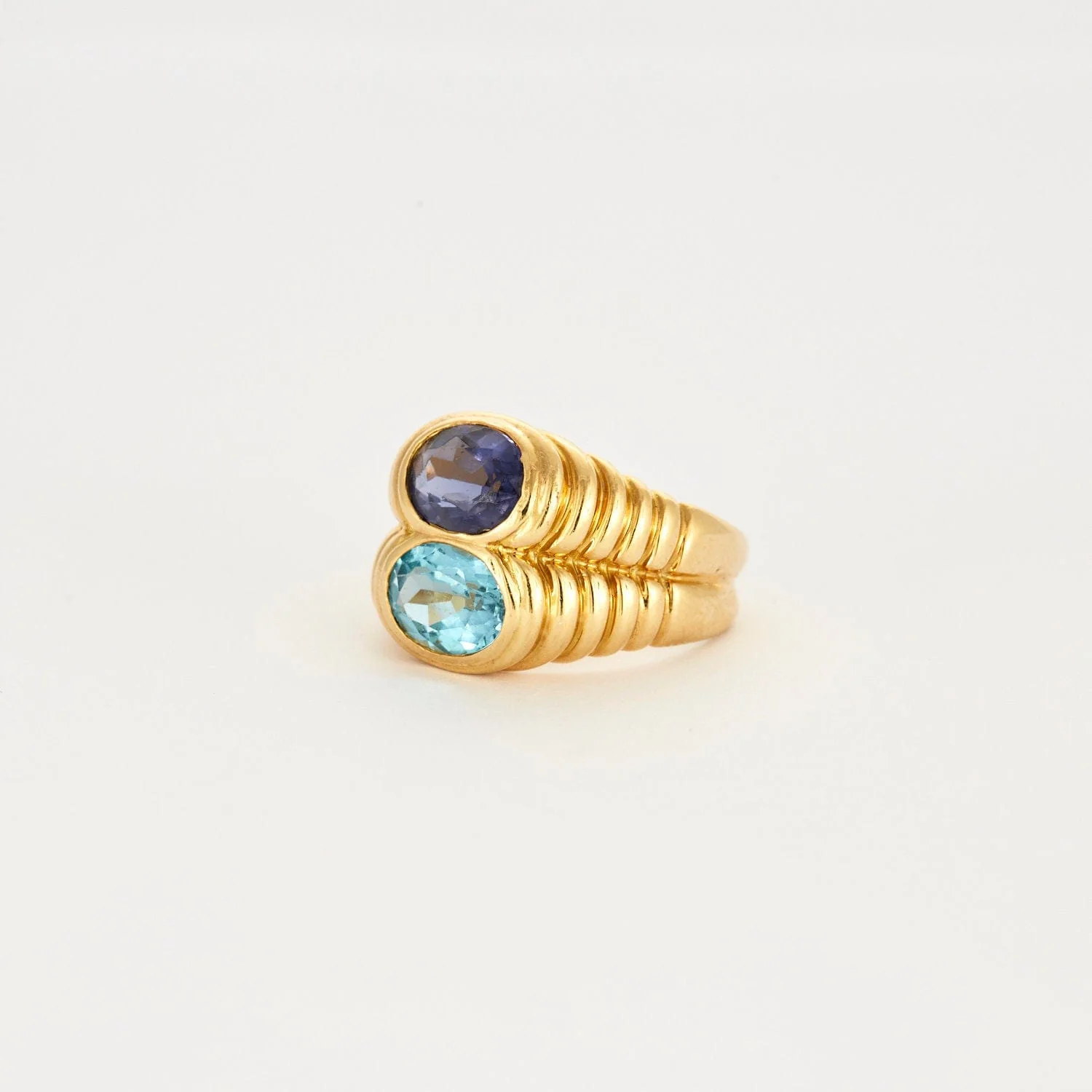 Double amethyst aquamarine ring - Image 3