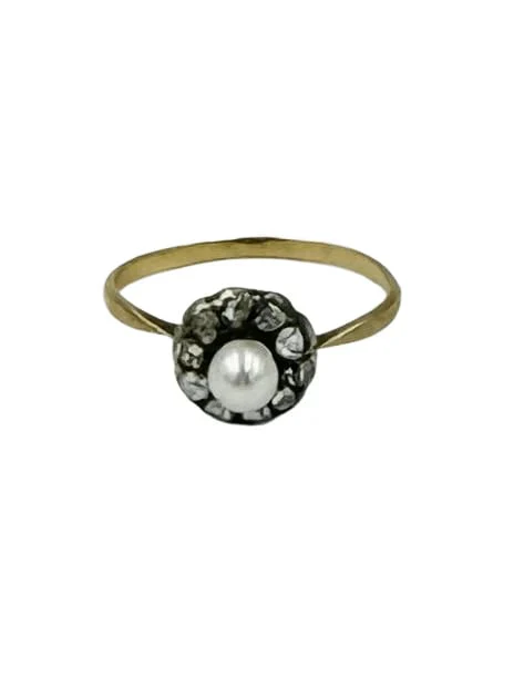 Yellow gold diamond beaded ring