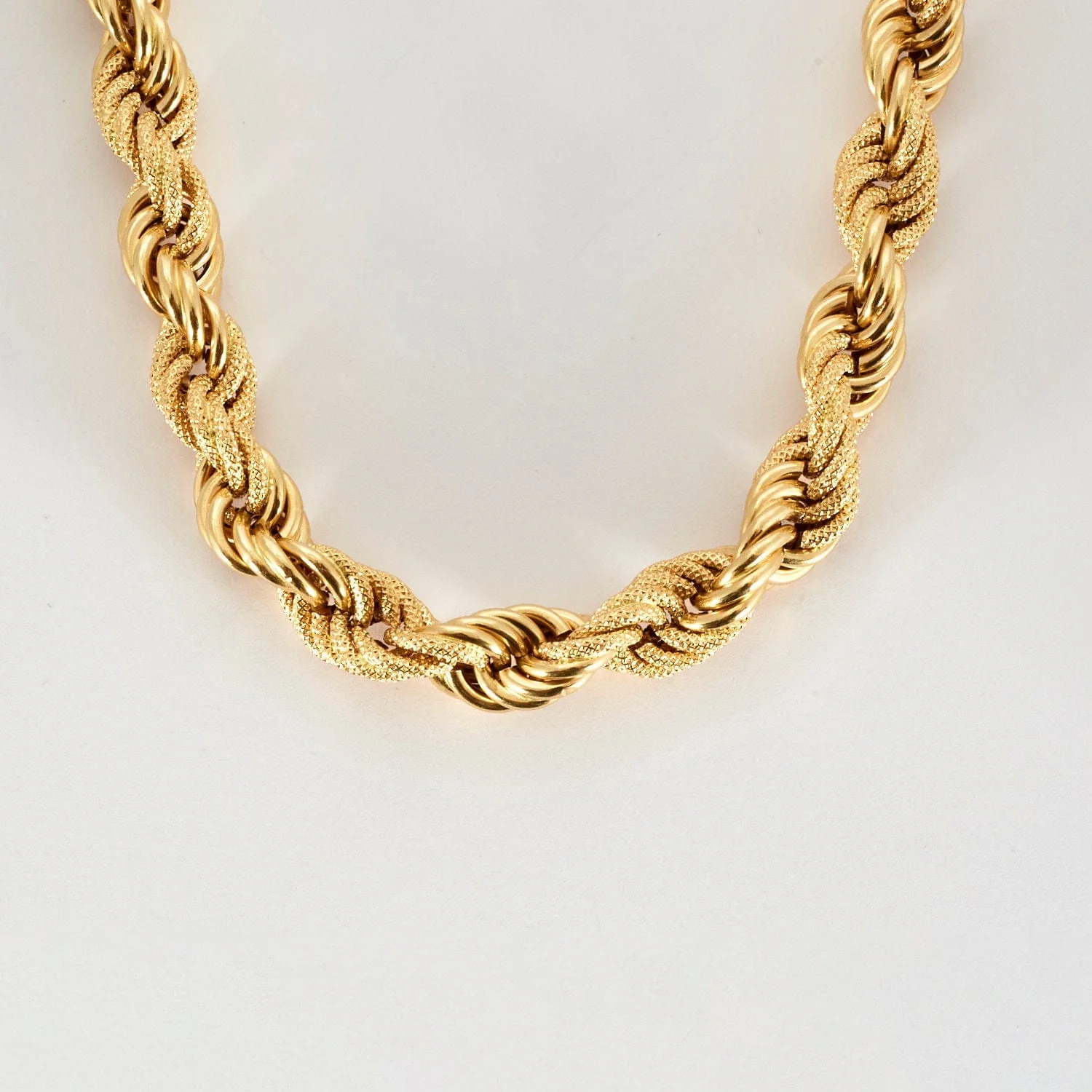 alternating rope mesh necklace yellow gold - Image 3