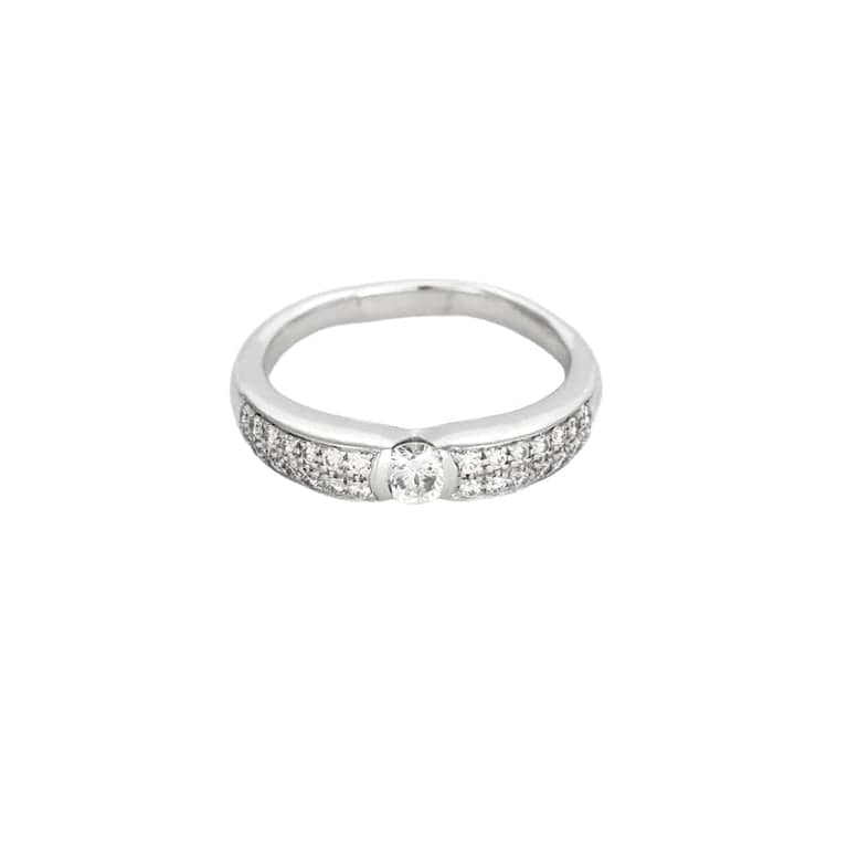 Wedding band in white gold and diamond