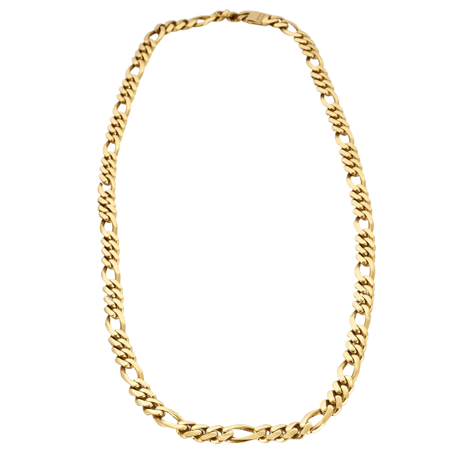 Yellow gold alternating curb chain necklace 3+1