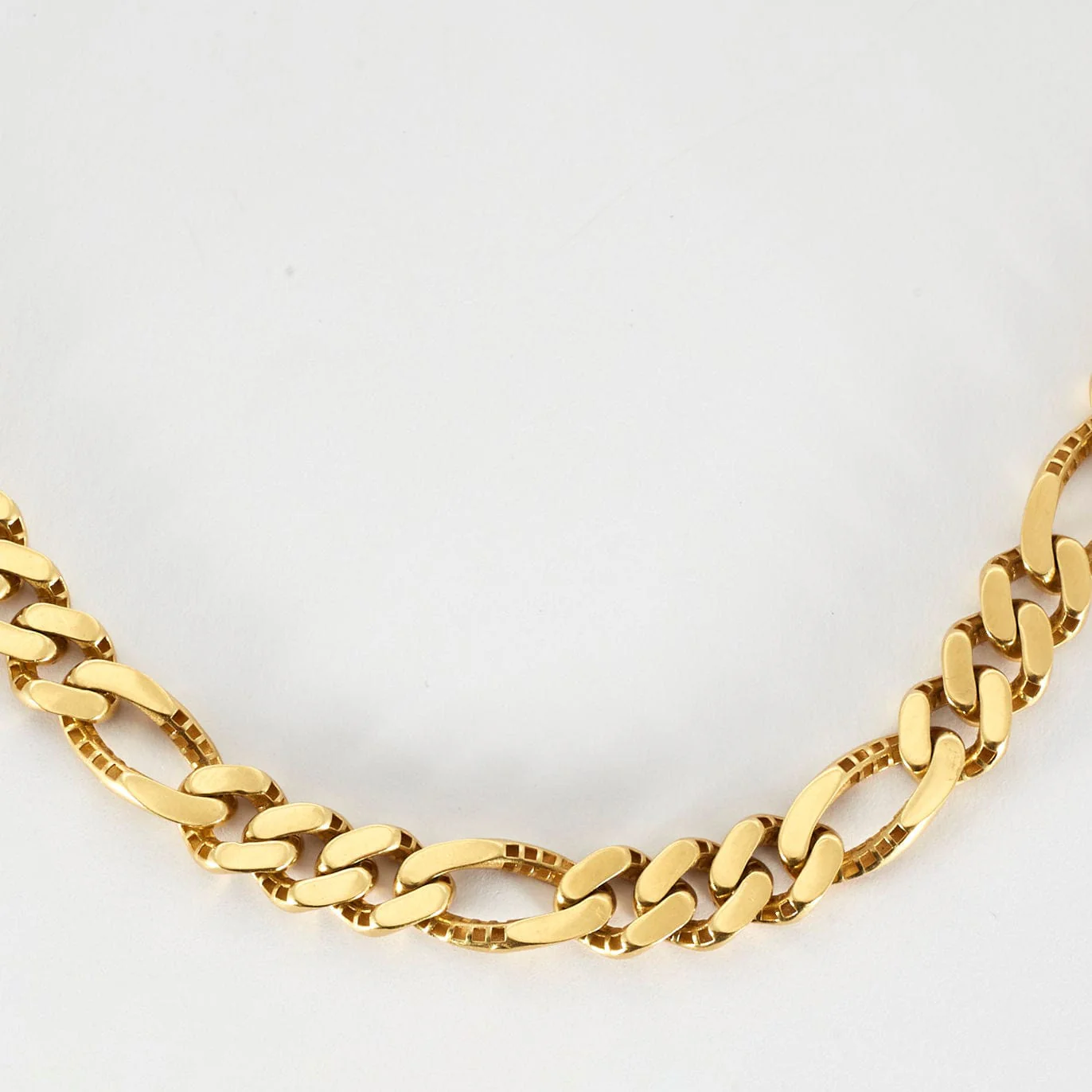 Yellow gold alternating curb chain necklace 3+1 - Image 10