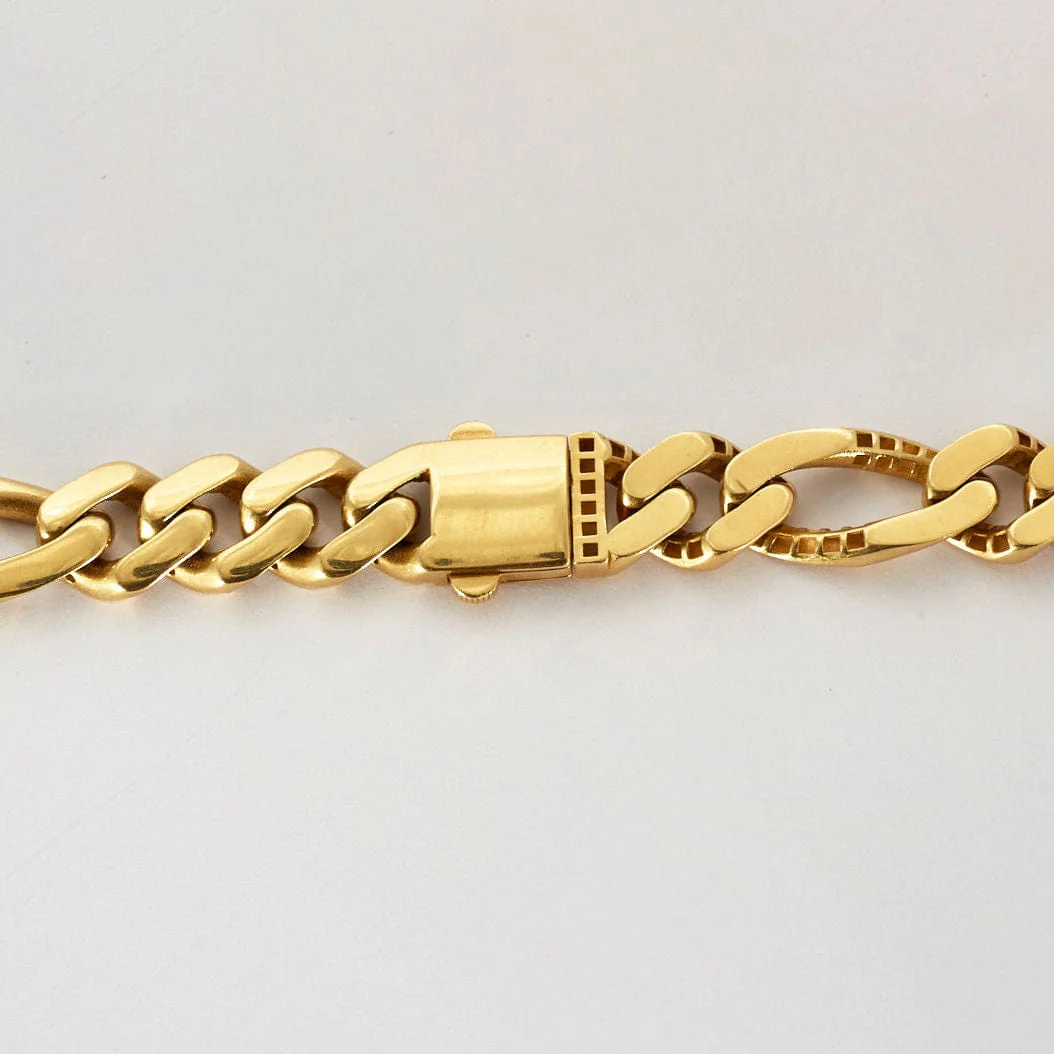 Yellow gold alternating curb chain necklace 3+1 - Image 5