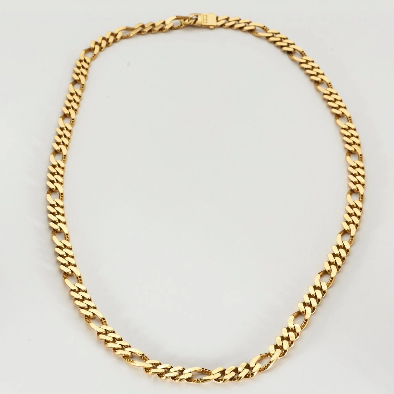 Yellow gold alternating curb chain necklace 3+1 - Image 8