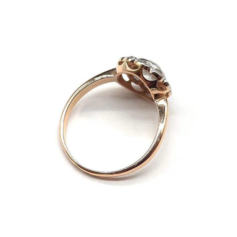 Art Deco ring in 18k rose gold and platinum with diamonds  - Image 4