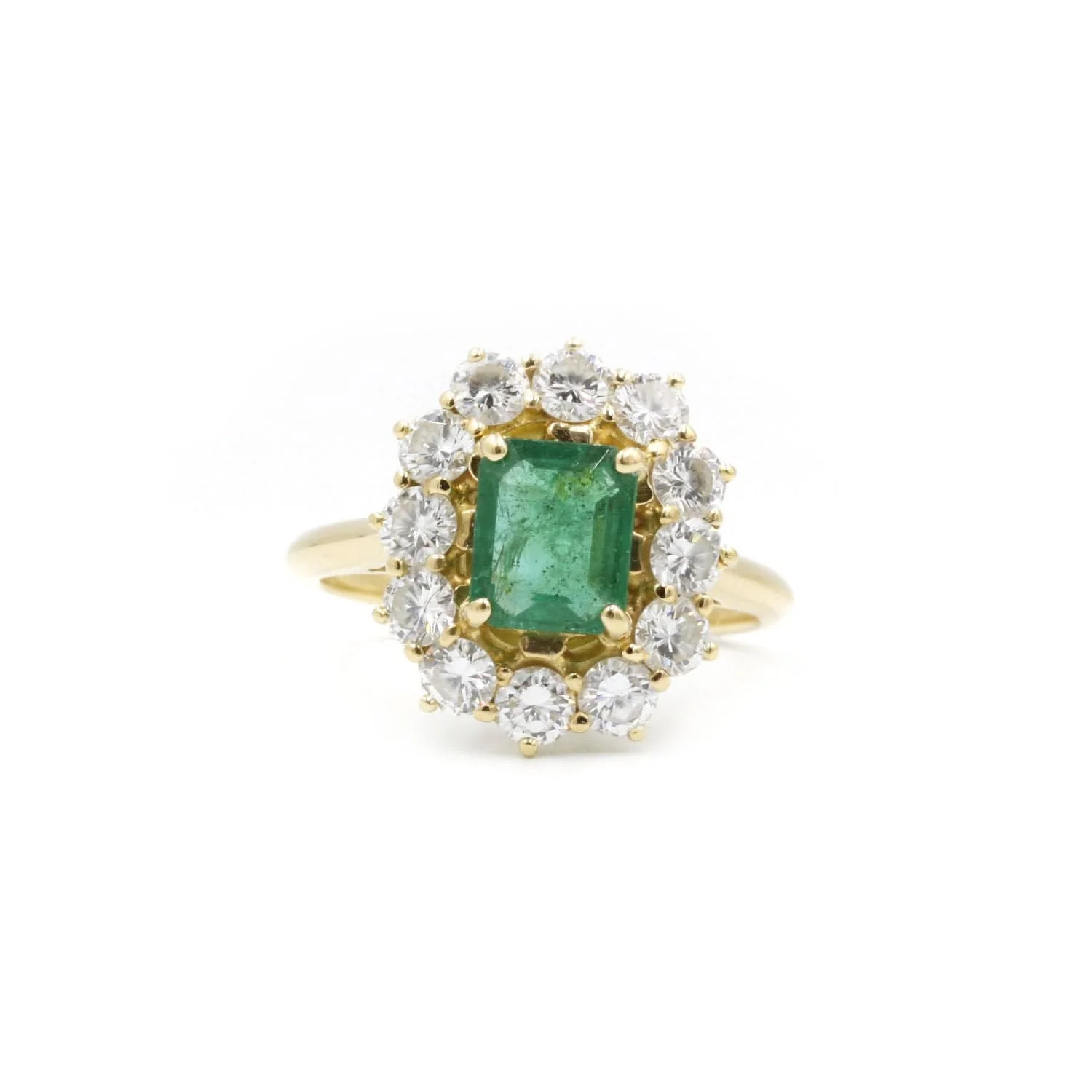 Ring Daisy diamonds & emerald