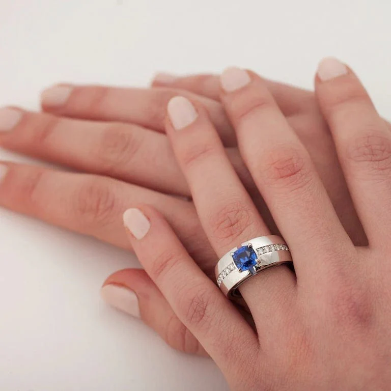Sapphire diamond ring - Image 6