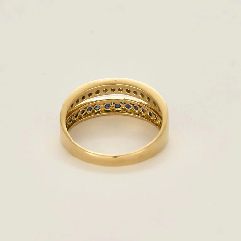 Yellow gold ring, Sapphires and Diamonds  - Image 5