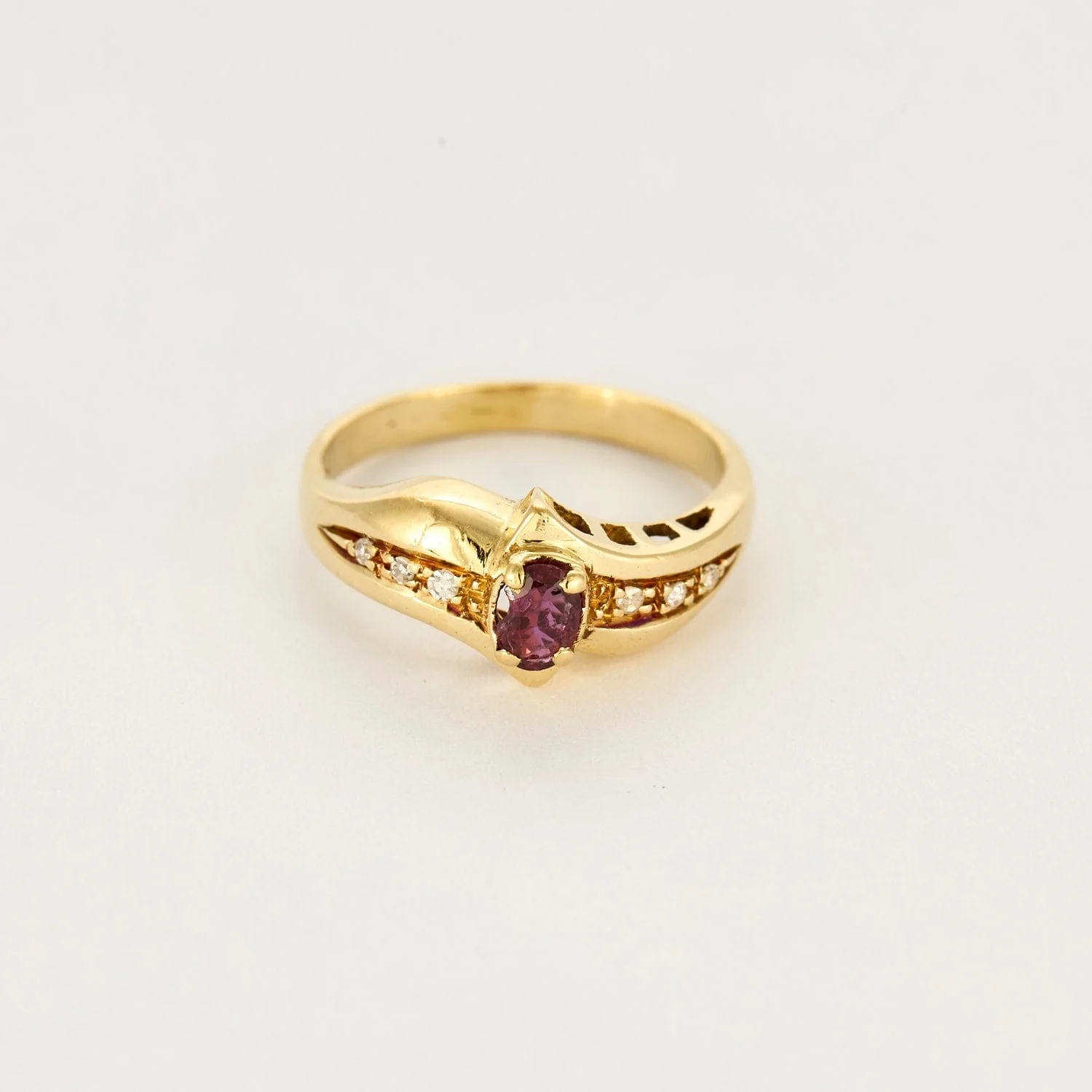 Yellow gold ruby diamond ring - Image 3
