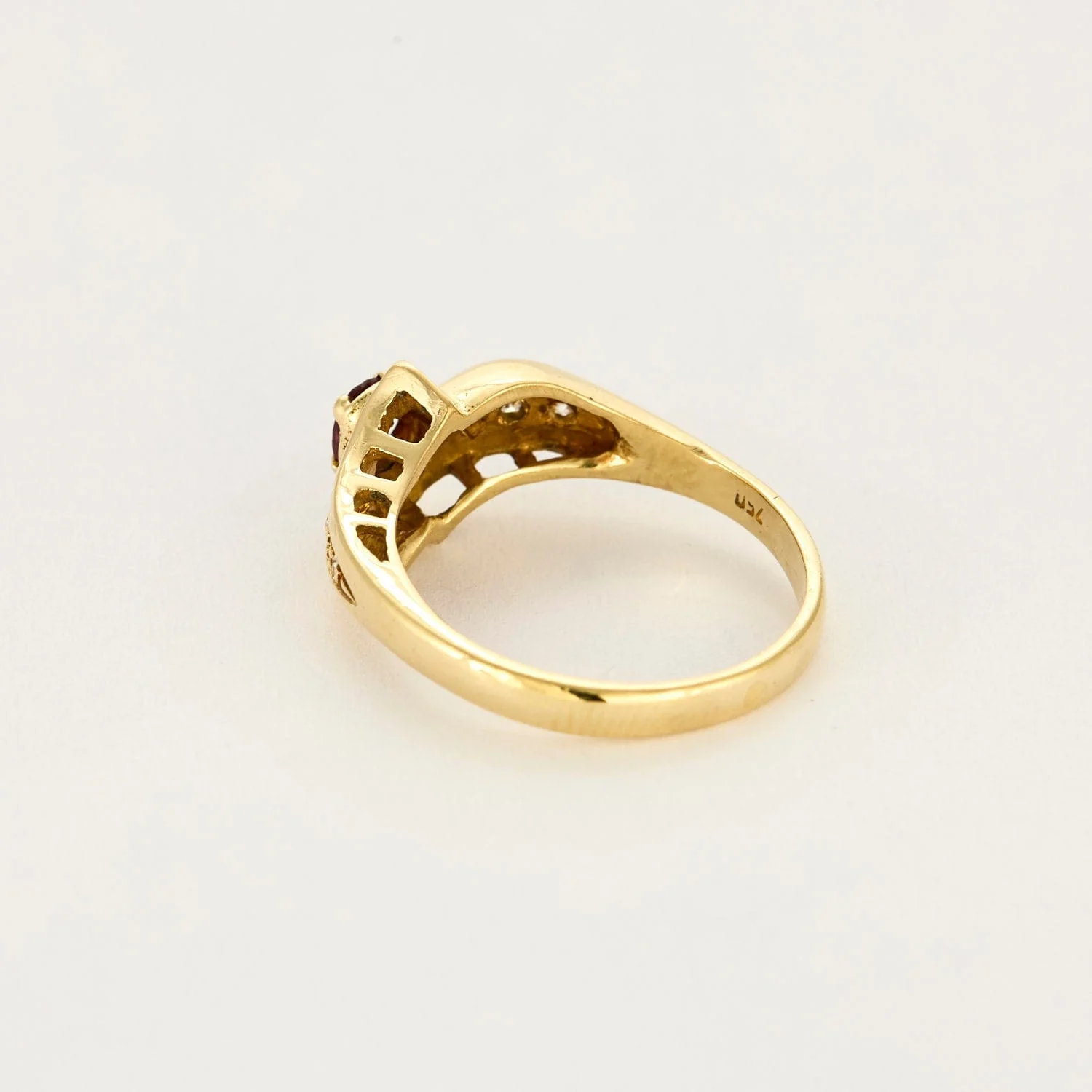 Yellow gold ruby diamond ring - Image 5