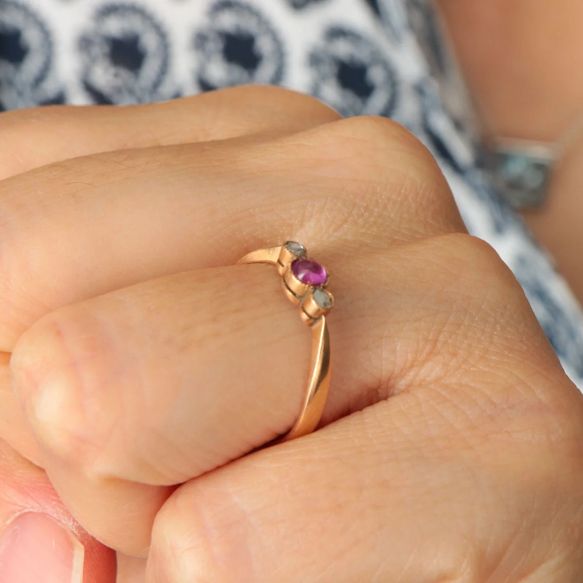 Rose gold, ruby, diamond ring - Image 2