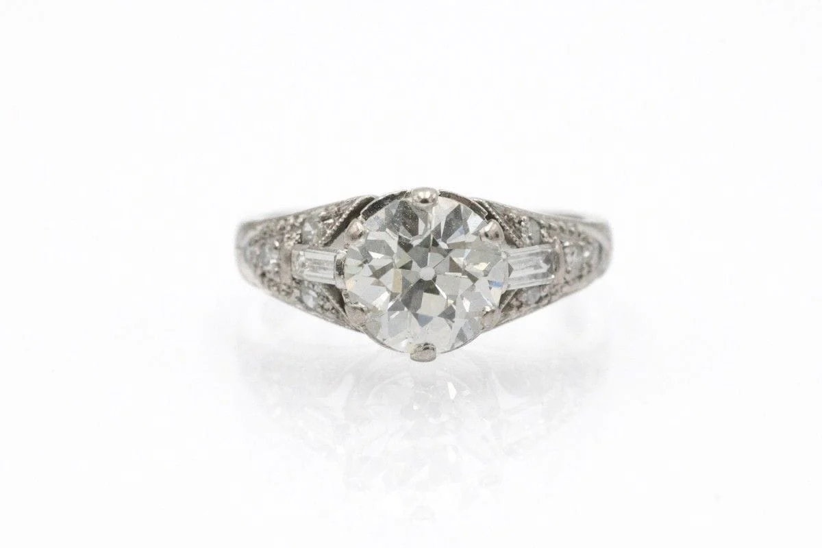 Antique ring in white gold and old-cut diamonds  - Image 6