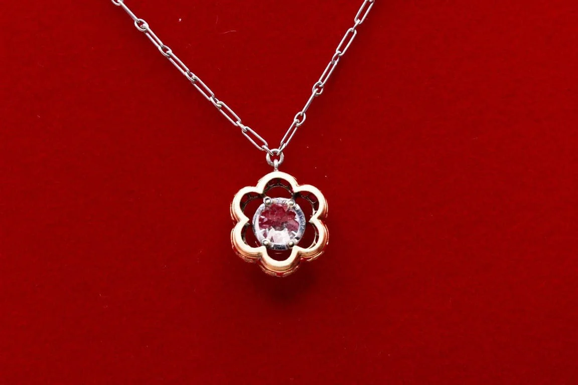 Old necklace Daisy diamond and ruby  - Image 11
