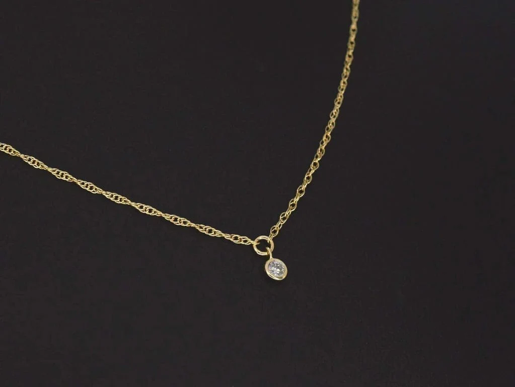 Yellow gold necklace with diamond - Image 3