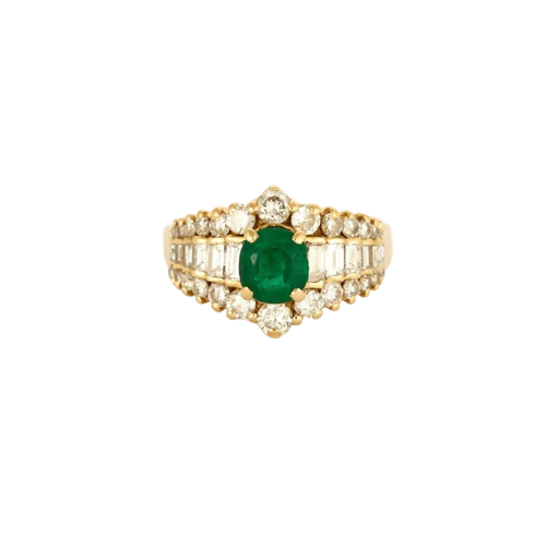 Emerald Diamond Garter Ring