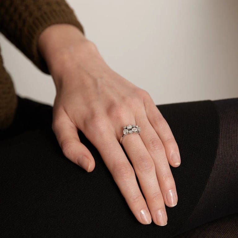 White gold ring, diamonds - Image 2