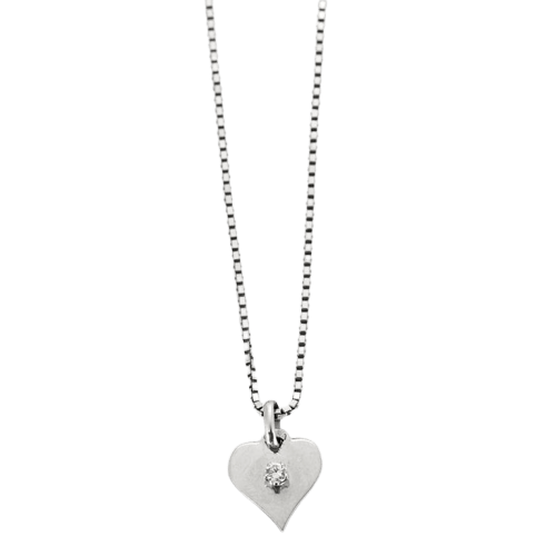 White Heart Pendant White Gold Diamond