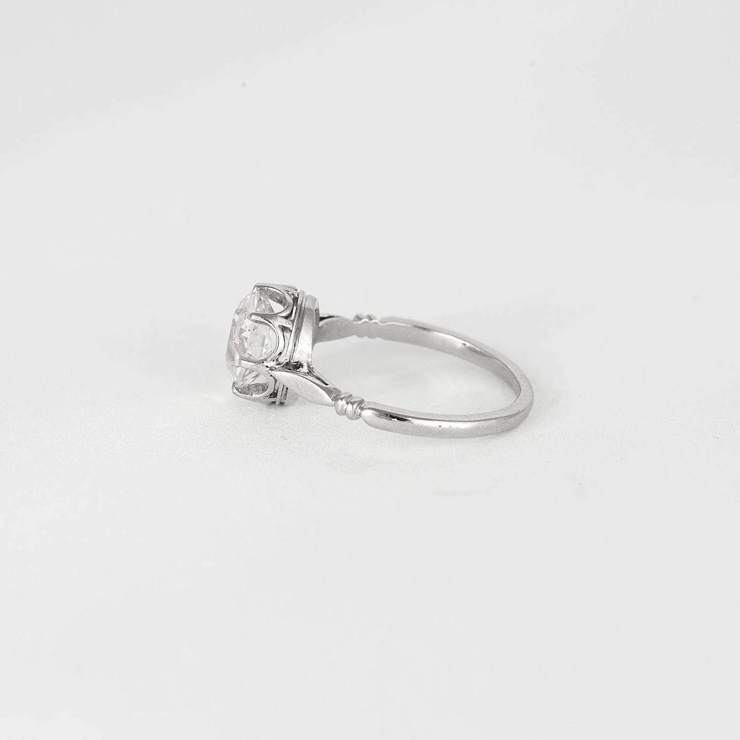 Solitaire ring Art Deco platinum 2ct diamond - Image 3