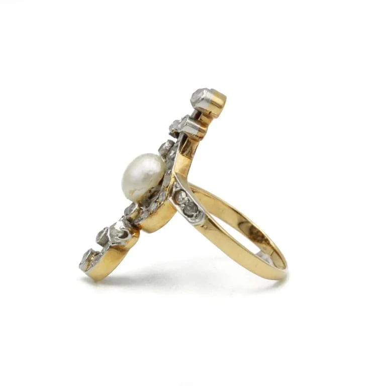 Ring - Gold, Diamonds & Pearl - Image 3