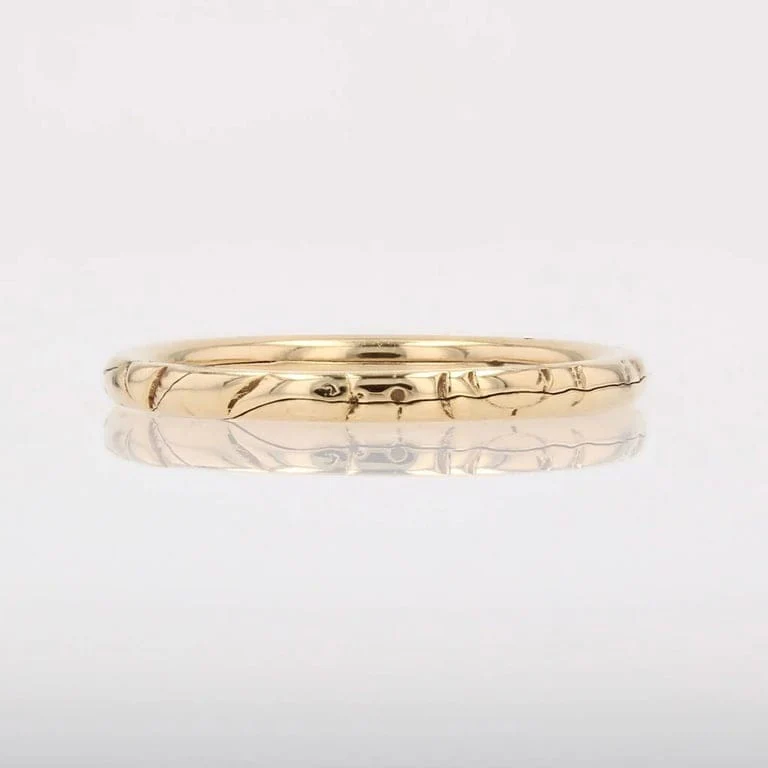 Wedding band double chiseled yellow gold - Image 3