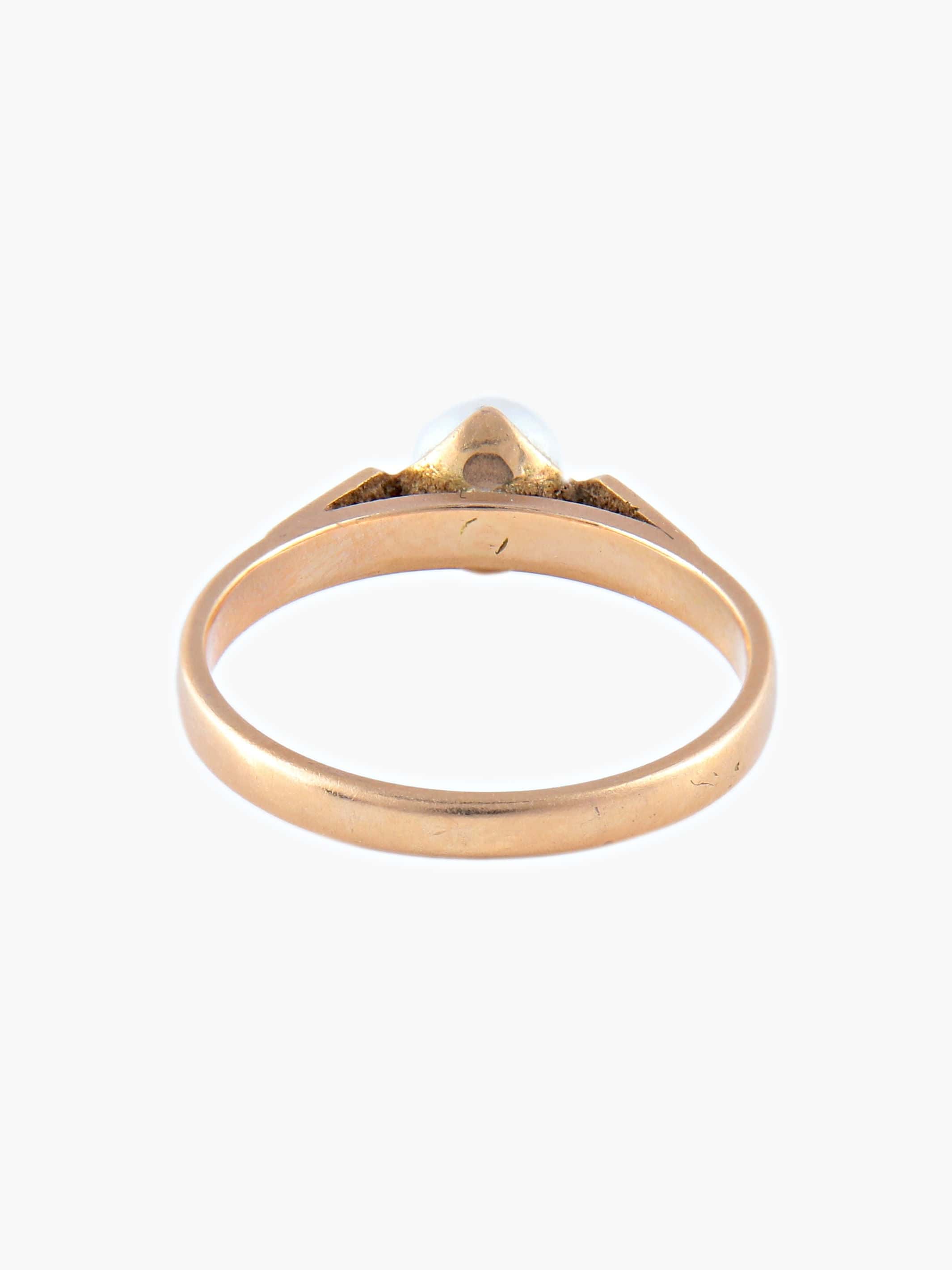 Old Yellow Gold Pearl Ring - Image 5