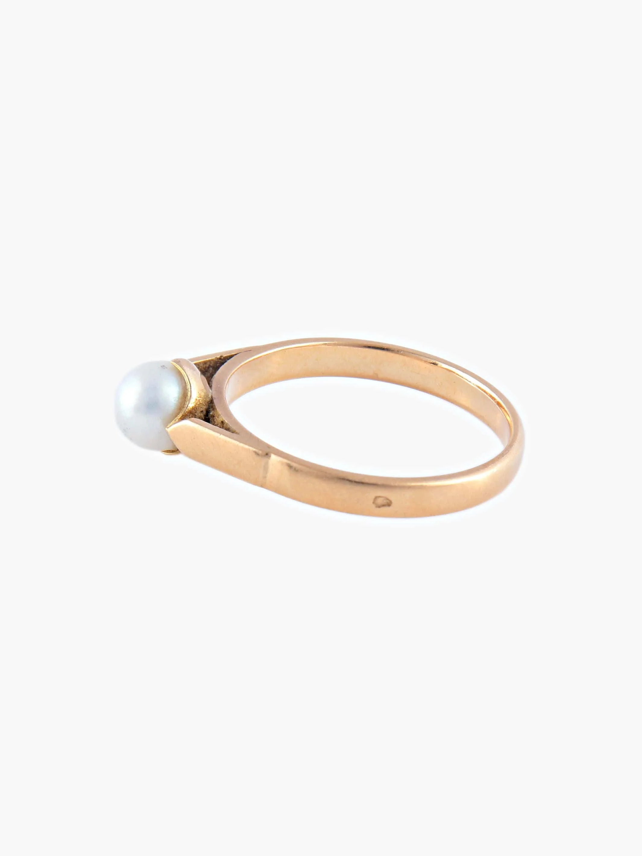 Old Yellow Gold Pearl Ring - Image 6