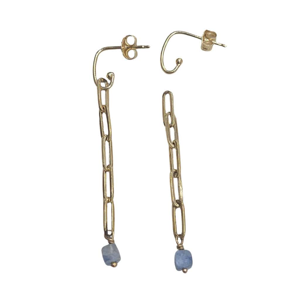 Earrings - Detachable earrings in 18k yellow gold and kyanites  - Image 4